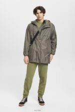 Esprit Lightweight rain jacket with hood Men Khaki Green Jackets P0D0X765 - Image 2