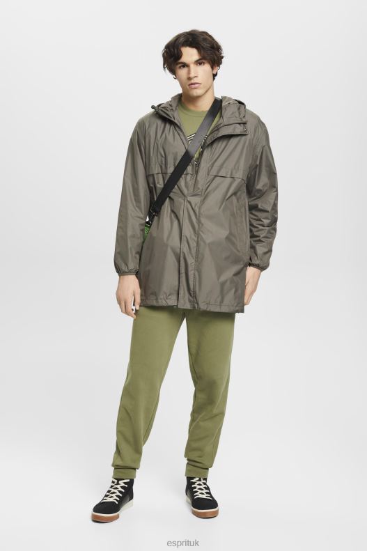 Esprit Lightweight rain jacket with hood Men Khaki Green Jackets P0D0X765 - Image 2