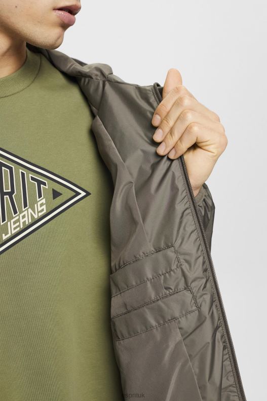 Esprit Lightweight rain jacket with hood Men Khaki Green Jackets P0D0X765 - Image 3