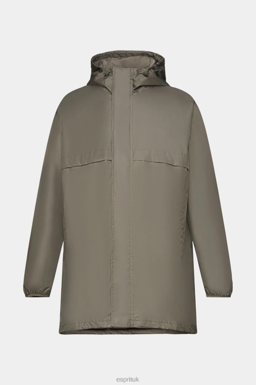 Esprit Lightweight rain jacket with hood Men Khaki Green Jackets P0D0X765 - Image 5