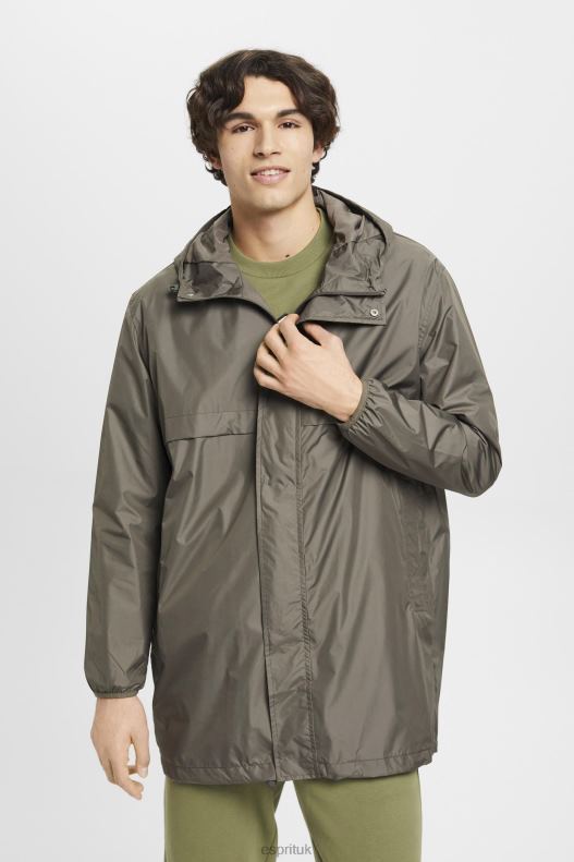 Esprit Lightweight rain jacket with hood Men Khaki Green Jackets P0D0X765 - Image 1