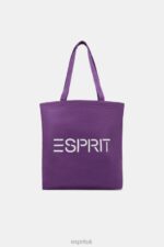 Esprit Logo Canvas Tote Bag Men Berry Purple Accessories P0D0X38