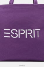 Esprit Logo Canvas Tote Bag Men Berry Purple Accessories P0D0X38 - Image 3