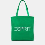 Esprit Logo Canvas Tote Bag Men Green Accessories P0D0X40