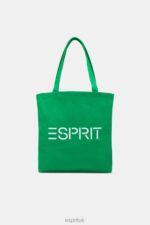 Esprit Logo Canvas Tote Bag Men Green Accessories P0D0X40