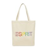 Esprit Logo Canvas Tote Bag Men Ice Accessories P0D0X41