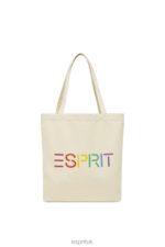 Esprit Logo Canvas Tote Bag Men Ice Accessories P0D0X41