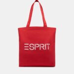 Esprit Logo Canvas Tote Bag Men Orange Red Accessories P0D0X37