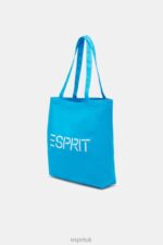 Esprit Logo Canvas Tote Bag Men Turquoise Accessories P0D0X39 - Image 2