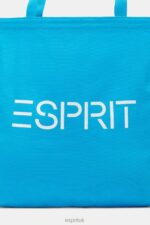 Esprit Logo Canvas Tote Bag Men Turquoise Accessories P0D0X39 - Image 3