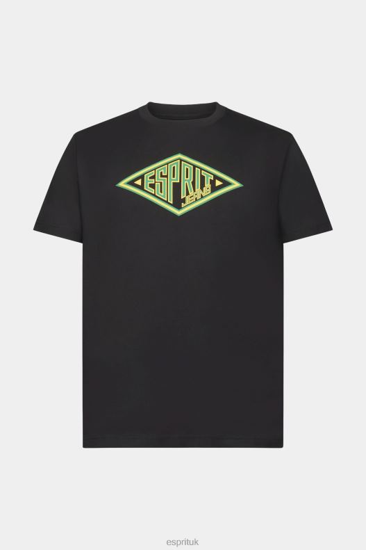 Esprit Logo print cotton t-shirt Men Black T-Shirts P0D0X623 - Image 5