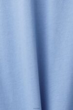 Esprit Logo print cotton t-shirt Men Light Blue Lavender T-Shirts P0D0X627 - Image 4