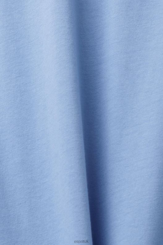 Esprit Logo print cotton t-shirt Men Light Blue Lavender T-Shirts P0D0X627 - Image 4