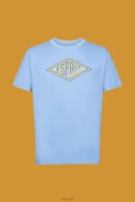 Esprit Logo print cotton t-shirt Men Light Blue Lavender T-Shirts P0D0X627 - Image 5