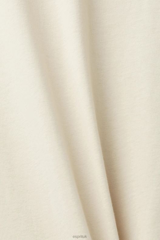 Esprit Logo print cotton t-shirt Men Light Taupe T-Shirts P0D0X625 - Image 4