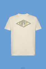 Esprit Logo print cotton t-shirt Men Light Taupe T-Shirts P0D0X625 - Image 5