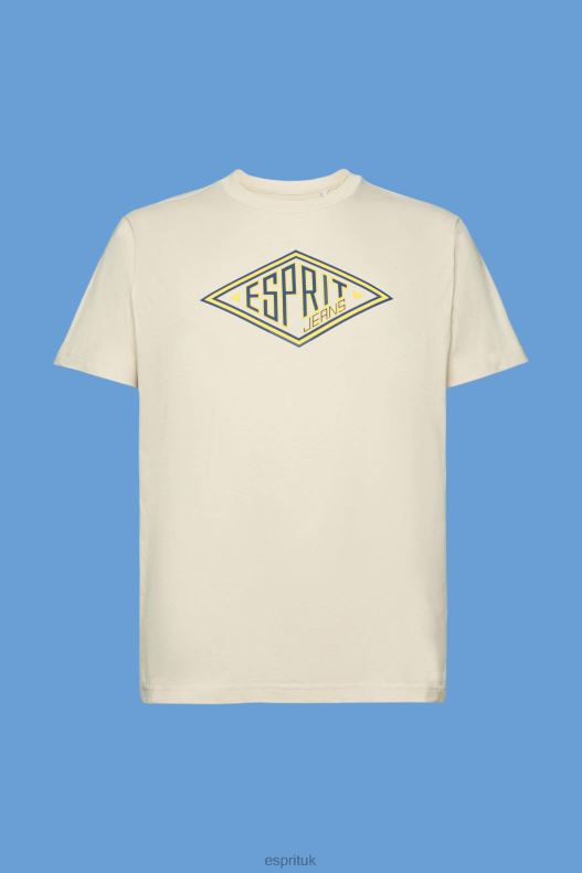 Esprit Logo print cotton t-shirt Men Light Taupe T-Shirts P0D0X625 - Image 5