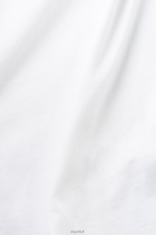 Esprit Logo print cotton t-shirt Men White T-Shirts P0D0X624 - Image 4