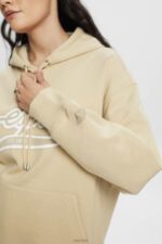 Esprit Logo print hoodie Women Beige Sweatshirts & Hoodies P0D0X169 - Image 3