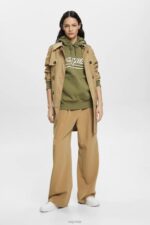 Esprit Logo print hoodie Women Olive Sweatshirts & Hoodies P0D0X170 - Image 2