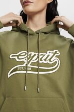 Esprit Logo print hoodie Women Olive Sweatshirts & Hoodies P0D0X170 - Image 3