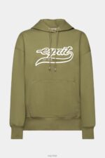 Esprit Logo print hoodie Women Olive Sweatshirts & Hoodies P0D0X170 - Image 5