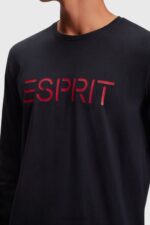 Esprit Logo print jersey t-shirt Men Black T-Shirts P0D0X862 - Image 2