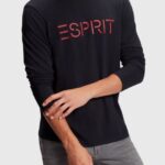 Esprit Logo print jersey t-shirt Men Black T-Shirts P0D0X862