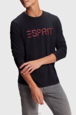 Esprit Logo print jersey t-shirt Men Black T-Shirts P0D0X862