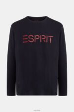 Esprit Logo print jersey t-shirt Men Black T-Shirts P0D0X862 - Image 4
