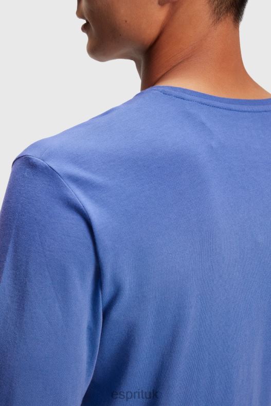 Esprit Logo print jersey t-shirt Men Blue T-Shirts P0D0X867 - Image 3