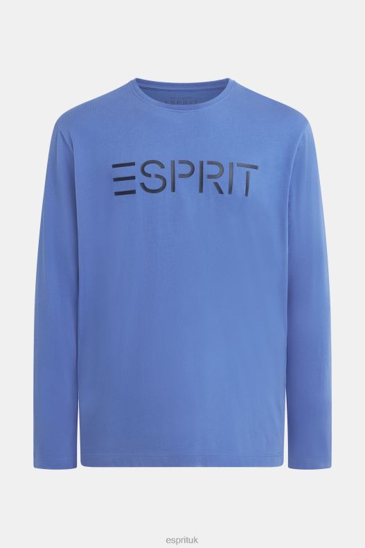 Esprit Logo print jersey t-shirt Men Blue T-Shirts P0D0X867 - Image 4