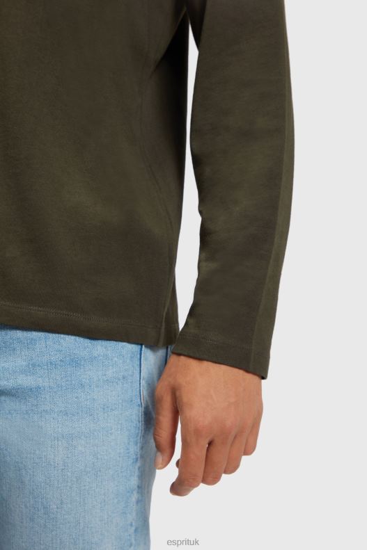 Esprit Logo print jersey t-shirt Men Dark Green T-Shirts P0D0X865 - Image 3