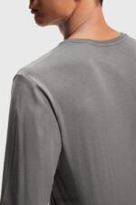 Esprit Logo print jersey t-shirt Men Medium Grey T-Shirts P0D0X863 - Image 3