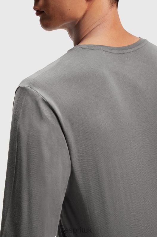 Esprit Logo print jersey t-shirt Men Medium Grey T-Shirts P0D0X863 - Image 3