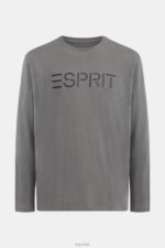 Esprit Logo print jersey t-shirt Men Medium Grey T-Shirts P0D0X863 - Image 4