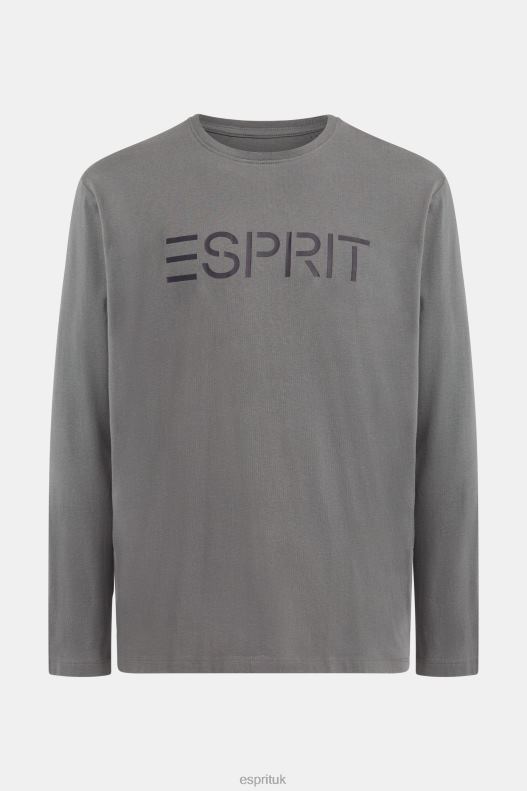 Esprit Logo print jersey t-shirt Men Medium Grey T-Shirts P0D0X863 - Image 4