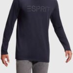 Esprit Logo print jersey t-shirt Men Navy T-Shirts P0D0X866