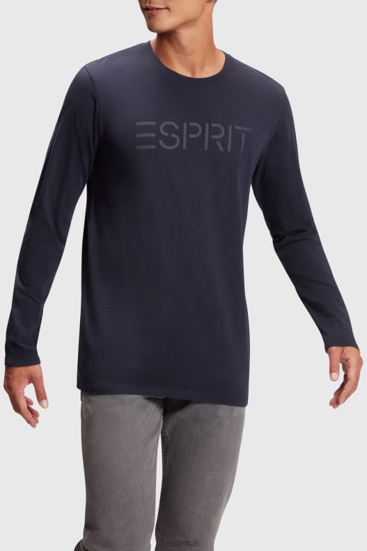 Esprit Logo print jersey t-shirt Men Navy T-Shirts P0D0X866 - Image 1