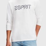 Esprit Logo print jersey t-shirt Men White T-Shirts P0D0X864