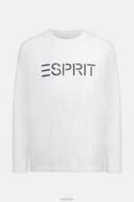 Esprit Logo print jersey t-shirt Men White T-Shirts P0D0X864 - Image 4