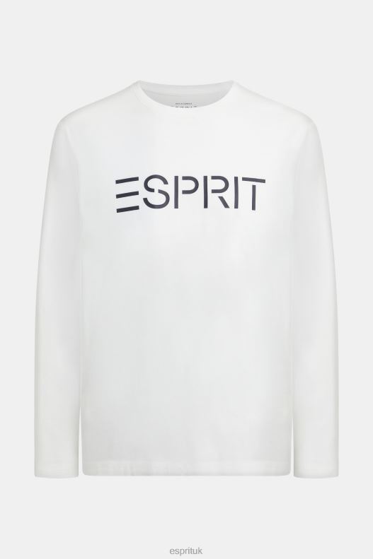 Esprit Logo print jersey t-shirt Men White T-Shirts P0D0X864 - Image 4