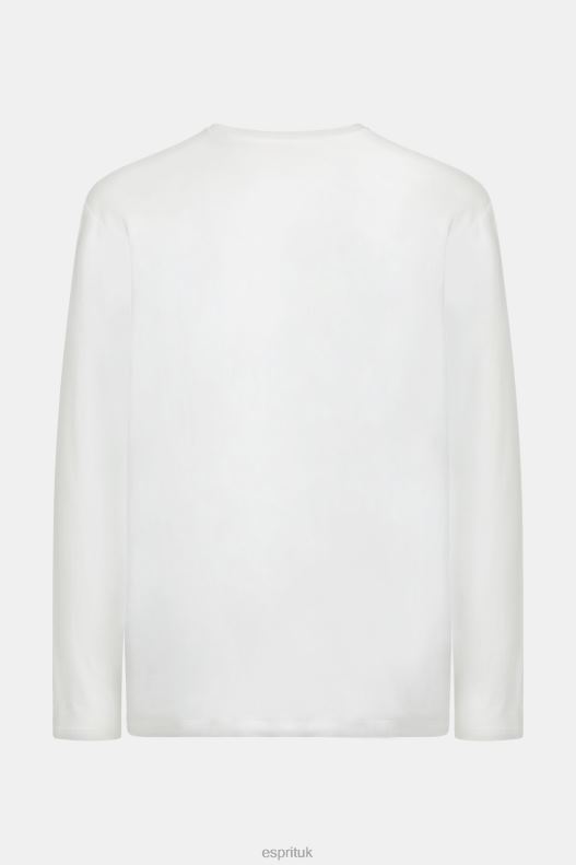 Esprit Logo print jersey t-shirt Men White T-Shirts P0D0X864 - Image 5