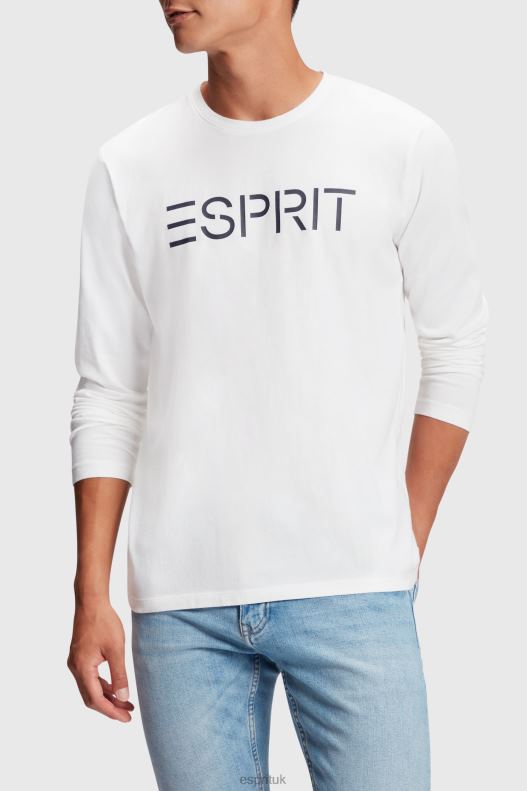 Esprit Logo print jersey t-shirt Men White T-Shirts P0D0X864 - Image 1