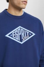 Esprit Logo print sweatshirt Men Ink Sweatshirts & Hoodies P0D0X657 - Image 3