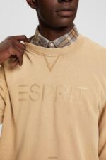 Esprit Logo print sweatshirt Men Khaki Beige Sweatshirts & Hoodies P0D0X773 - Image 3