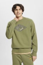 Esprit Logo print sweatshirt Men Olive Sweatshirts & Hoodies P0D0X656