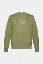 Esprit Logo print sweatshirt Men Olive Sweatshirts & Hoodies P0D0X656 - Image 5