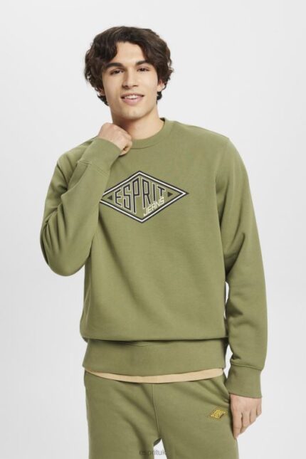 Esprit Logo print sweatshirt Men Olive Sweatshirts & Hoodies P0D0X656