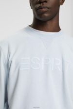 Esprit Logo print sweatshirt Men Pastel Blue Sweatshirts & Hoodies P0D0X678 - Image 3